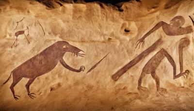 Heroglyphs in a cave.