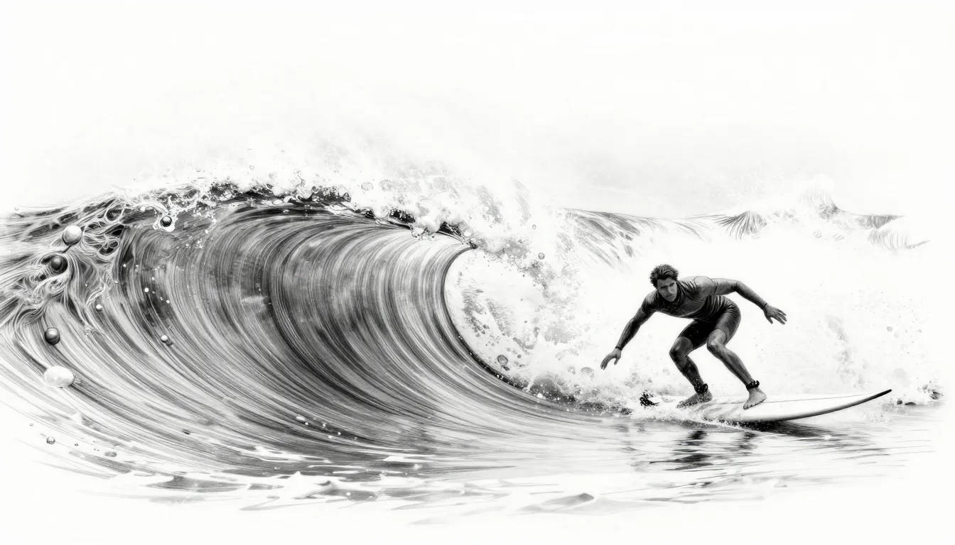 A surfer on a curly wave representing undercurls